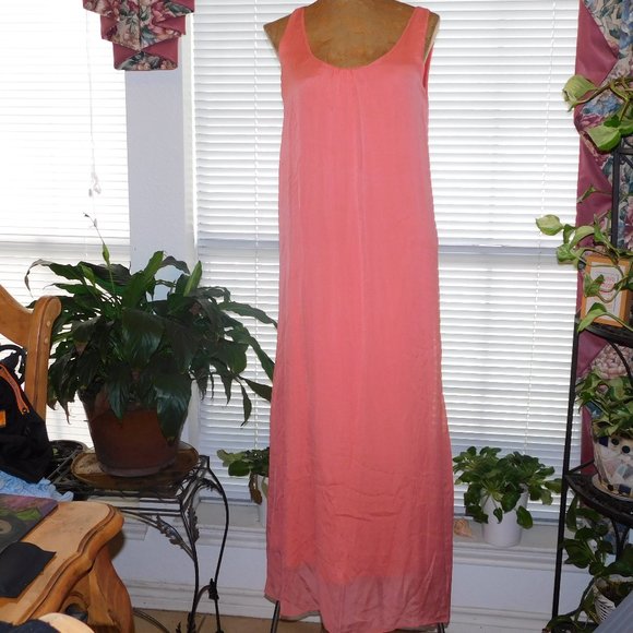NWT Long Orange BACI Silk Gown Dress S / M Made in Italy - Picture 1 of 4
